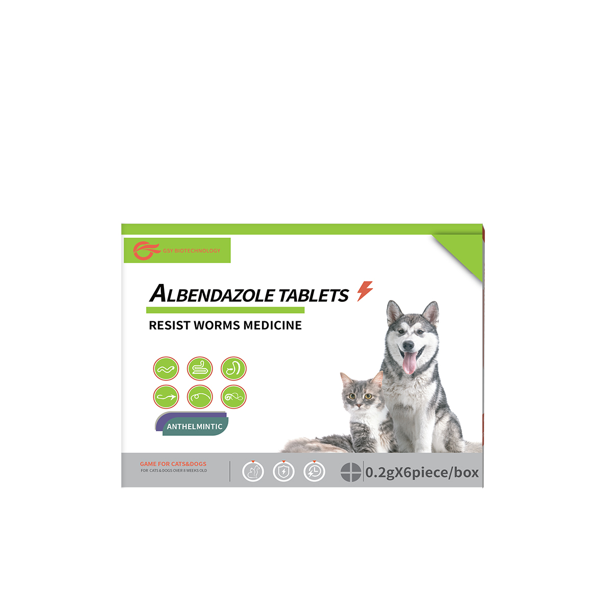 Comprimido de 0,2 g de albendazol para mascotas